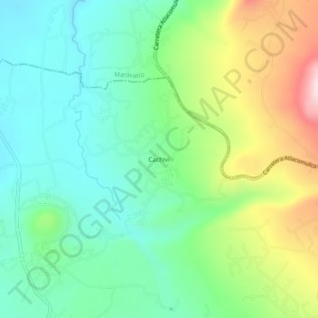 Mapa topográfico Cachivi, altitude, relevo