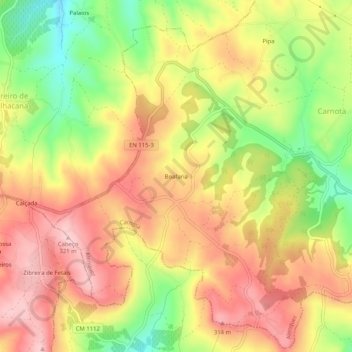 Mapa topográfico Boafaria, altitude, relevo