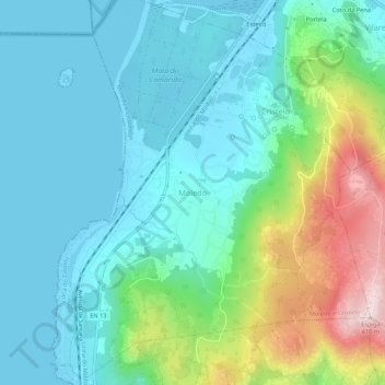 Mapa topográfico Moledo, altitude, relevo