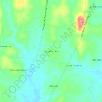 Mapa topográfico Lagoa Cercada, altitude, relevo