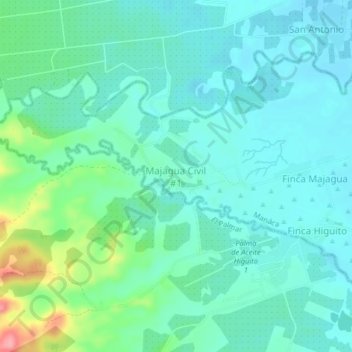 Mapa topográfico Majagua Civil #1, altitude, relevo