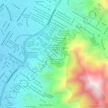 Mapa topográfico 46, altitude, relevo