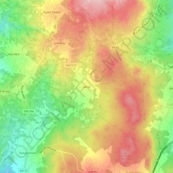 Mapa topográfico Leirós, altitude, relevo