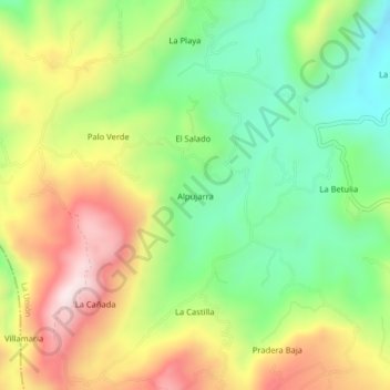 Mapa topográfico Alpujarra, altitude, relevo