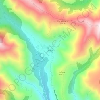 Mapa topográfico Burbia, altitude, relevo