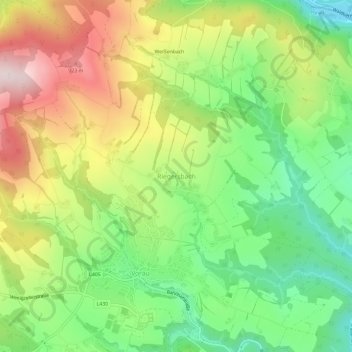 Mapa topográfico Riegersbach, altitude, relevo