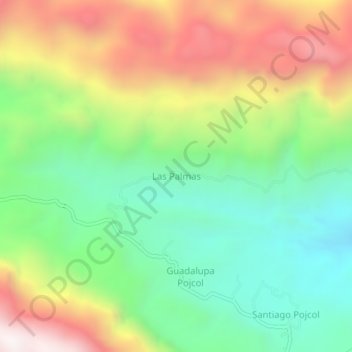 Mapa topográfico Las Palmas, altitude, relevo