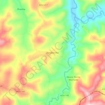 Mapa topográfico Bandeirinha, altitude, relevo