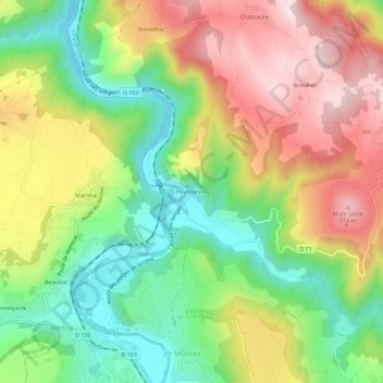 Mapa topográfico Peyredeyre, altitude, relevo