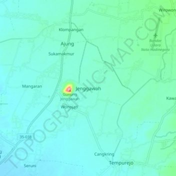 Mapa topográfico Jenggawah, altitude, relevo