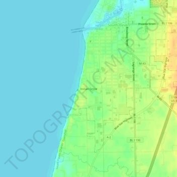 Mapa topográfico Indian Grove, altitude, relevo