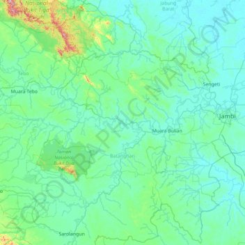 Mapa topográfico Mersam, altitude, relevo