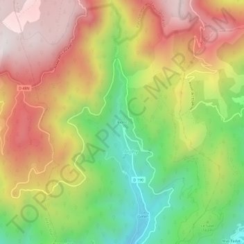 Mapa topográfico Bions, altitude, relevo