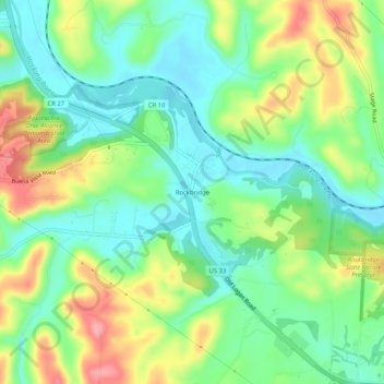 Mapa topográfico Rockbridge, altitude, relevo