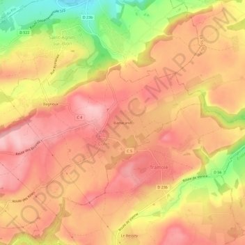 Mapa topográfico Barracand, altitude, relevo
