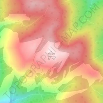 Mapa topográfico Mount Spearing, altitude, relevo