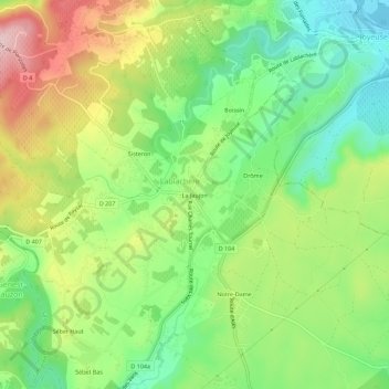 Mapa topográfico La Jaujon, altitude, relevo