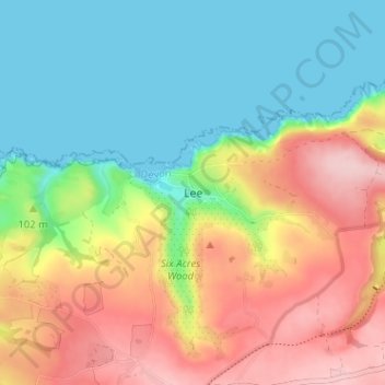 Mapa topográfico Lee, altitude, relevo