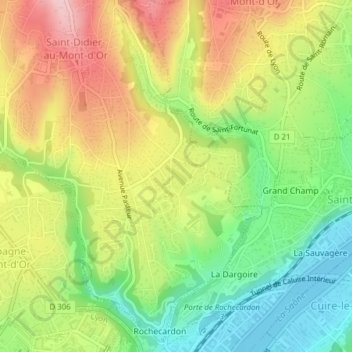 Mapa topográfico Crecy, altitude, relevo