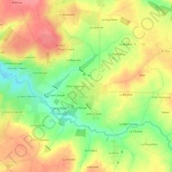 Mapa topográfico La Caillerie, altitude, relevo