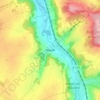 Mapa topográfico Maule, altitude, relevo