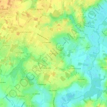 Mapa topográfico Les Plateaux, altitude, relevo