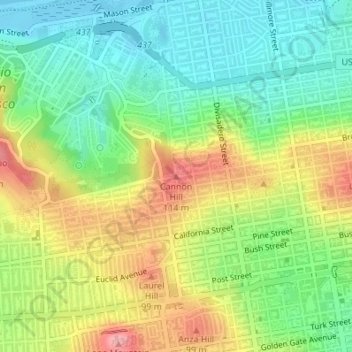 Mapa topográfico Cannon Hill, altitude, relevo