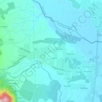 Mapa topográfico Casella, altitude, relevo