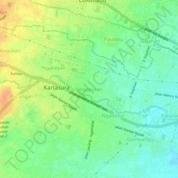 Mapa topográfico Singopuran, altitude, relevo