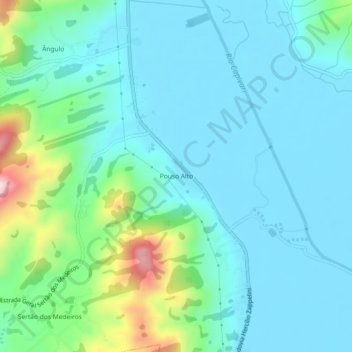Mapa topográfico Pouso Alto, altitude, relevo