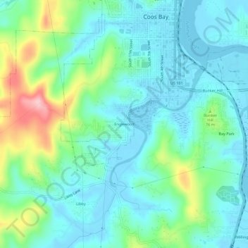 Mapa topográfico Englewood, altitude, relevo