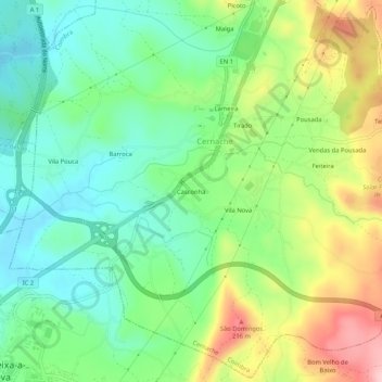 Mapa topográfico Casconha, altitude, relevo
