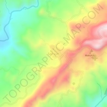 Mapa topográfico San Luis, altitude, relevo