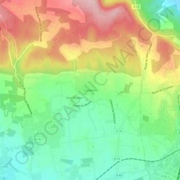 Mapa topográfico Couteron, altitude, relevo