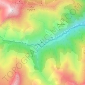 Mapa topográfico Roya, altitude, relevo