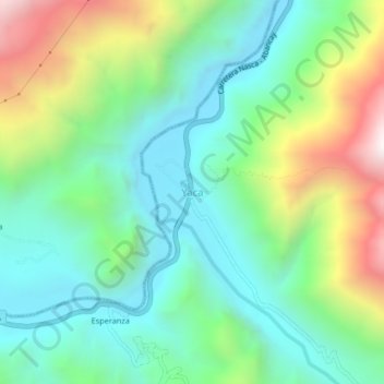 Mapa topográfico Yaca, altitude, relevo