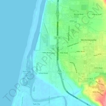 Mapa topográfico Fisher, altitude, relevo