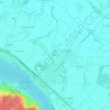 Mapa topográfico Les Frises, altitude, relevo