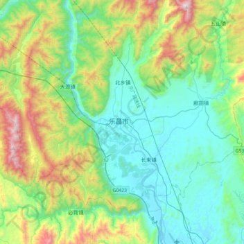Mapa topográfico Lechang, altitude, relevo