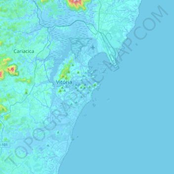 Mapa topográfico Vila Velha, altitude, relevo