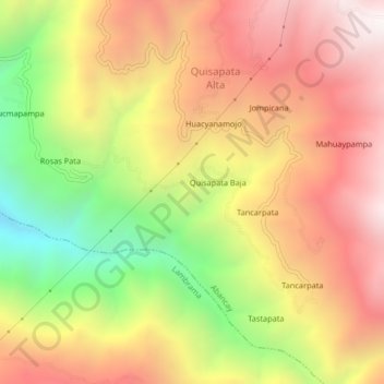 Mapa topográfico Chontay, altitude, relevo
