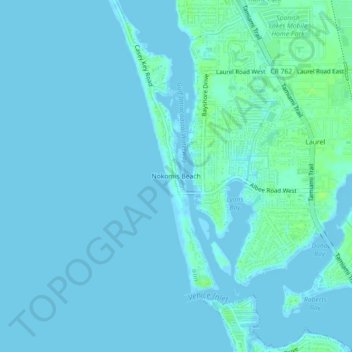 Mapa topográfico Nokomis Beach, altitude, relevo
