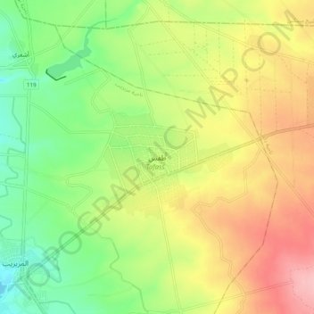 Mapa topográfico Tafas, altitude, relevo