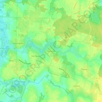 Mapa topográfico Les Vernes, altitude, relevo