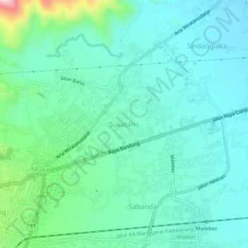 Mapa topográfico Sukataris, altitude, relevo
