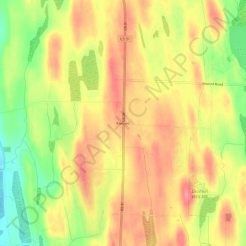 Mapa topográfico Atwood, altitude, relevo
