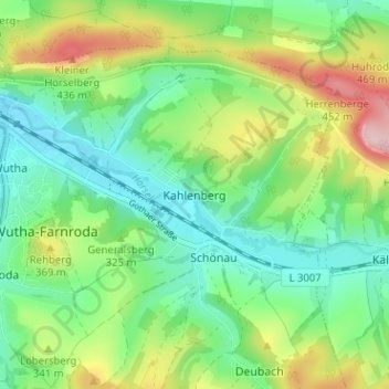 Mapa topográfico Kahlenberg, altitude, relevo