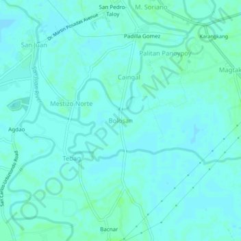 Mapa topográfico Bolosan, altitude, relevo