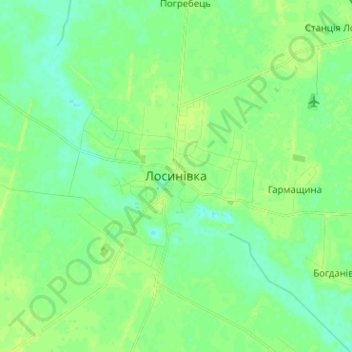 Mapa topográfico Лосиновка, altitude, relevo