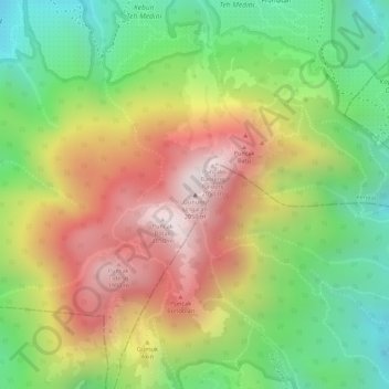 Mapa topográfico Gunung Ungaran, altitude, relevo